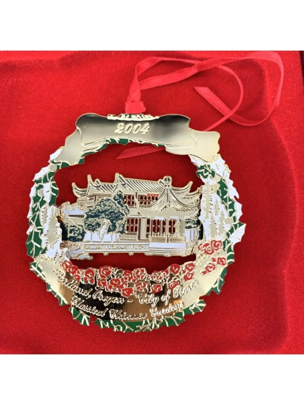 The Portland Ornament Classical Chinese Garden 2004 24k Gold Plated